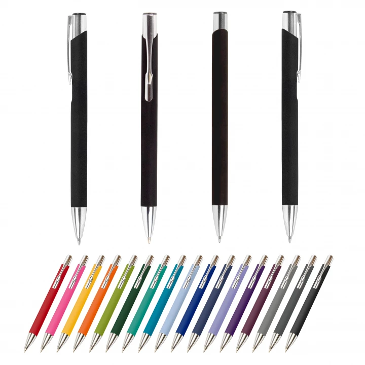 Lago black pen showing four sides with group image below with all seventeen available colours