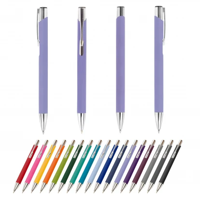 Lago pastel purple pen showing four sides with group image below with all seventeen available colours